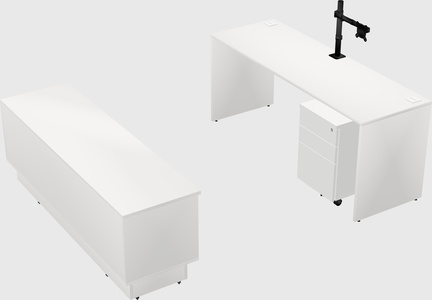 Parallel desk with low credenza