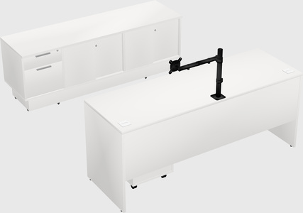 Parallel desk with low credenza