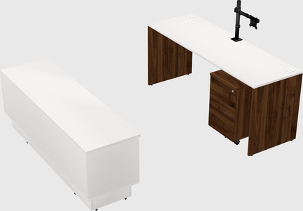 Parallel desk with low credenza