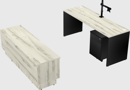 Parallel desk with low credenza