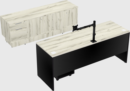 Parallel desk with low credenza