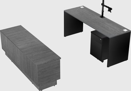 Parallel desk with low credenza