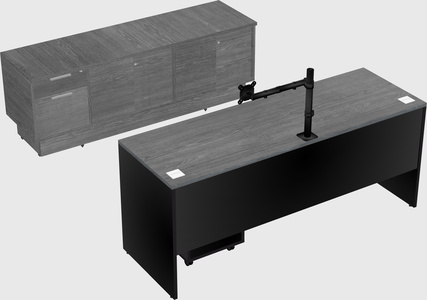 Parallel desk with low credenza