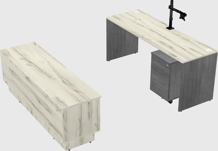 Parallel desk with low credenza