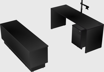 Parallel desk with low credenza
