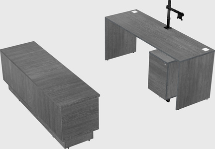 Parallel desk with low credenza