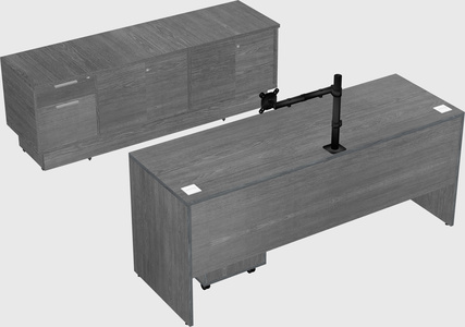 Parallel desk with low credenza