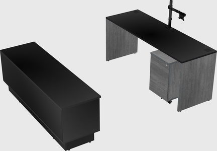 Parallel desk with low credenza