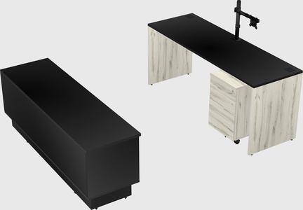 Parallel desk with low credenza