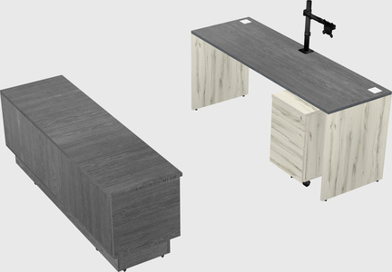 Parallel desk with low credenza