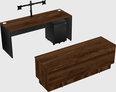 Parallel desk with low credenza