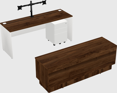Parallel desk with low credenza