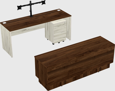Parallel desk with low credenza