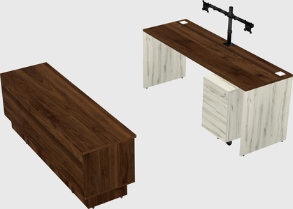 Parallel desk with low credenza
