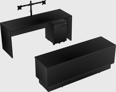 Parallel desk with low credenza