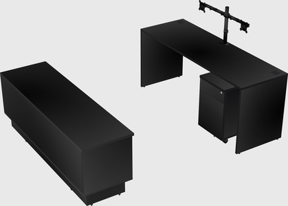 Parallel desk with low credenza