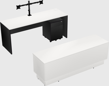 Parallel desk with low credenza