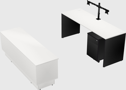 Parallel desk with low credenza
