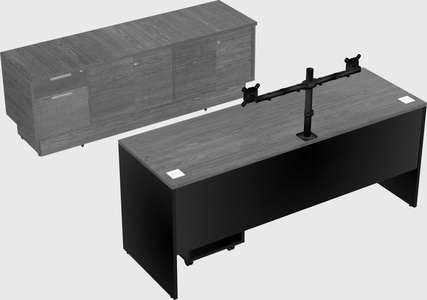 Parallel desk with low credenza