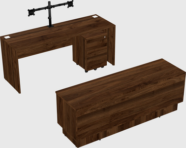 Parallel desk with low credenza