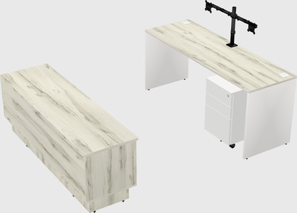 Parallel desk with low credenza