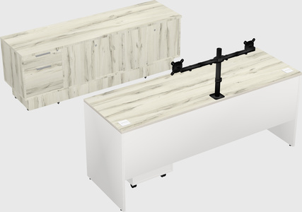 Parallel desk with low credenza