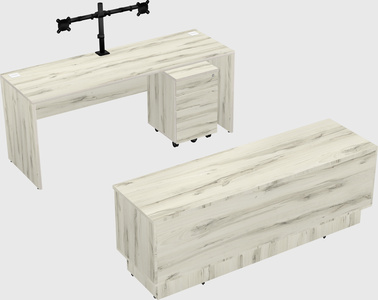 Parallel desk with low credenza