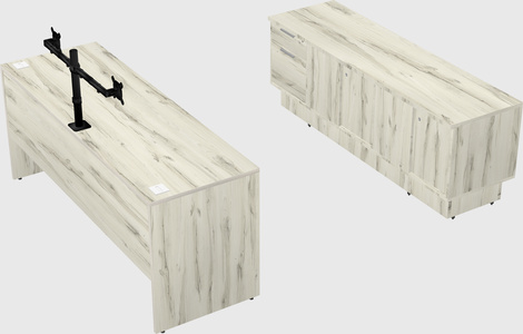 Parallel desk with low credenza