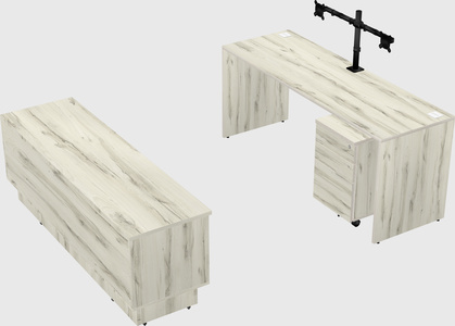 Parallel desk with low credenza