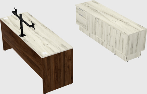 Parallel desk with low credenza