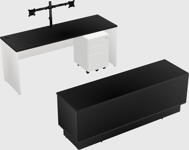 Parallel desk with low credenza