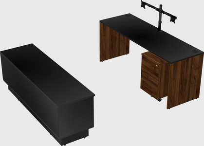Parallel desk with low credenza