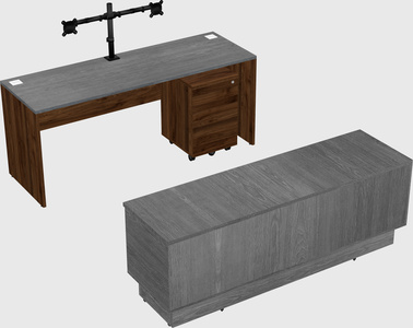 Parallel desk with low credenza
