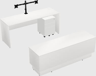 Parallel desk with low credenza