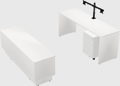 Parallel desk with low credenza