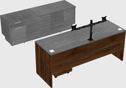 Parallel desk with low credenza
