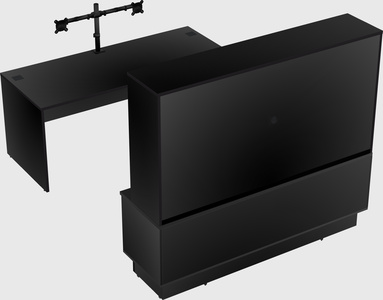 Parallel desk with low credenza