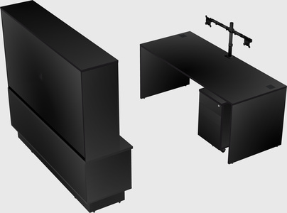 Parallel desk with low credenza