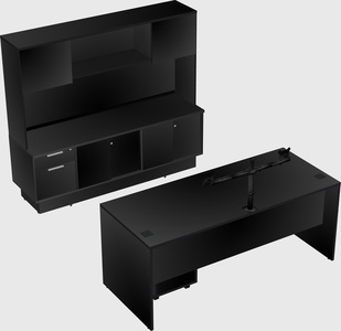 Parallel desk with low credenza