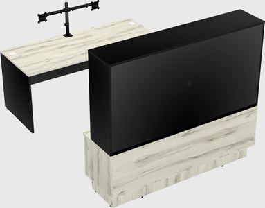 Parallel desk with low credenza