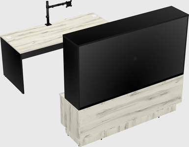 Parallel desk with low credenza