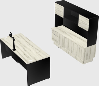 Parallel desk with low credenza