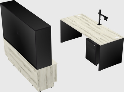 Parallel desk with low credenza