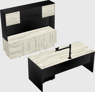 Parallel desk with low credenza