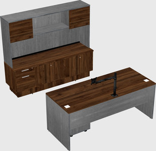 Parallel desk with low credenza