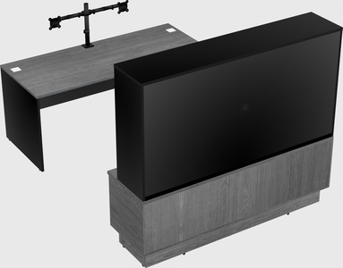 Parallel desk with low credenza