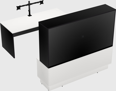 Parallel desk with low credenza