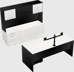 Parallel desk with low credenza
