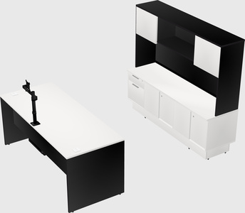 Parallel desk with low credenza