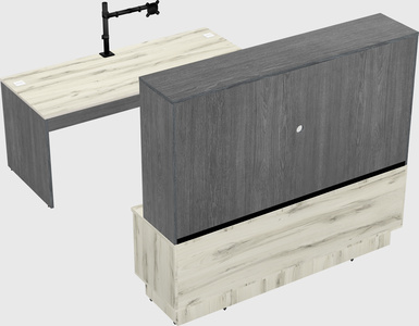 Parallel desk with low credenza